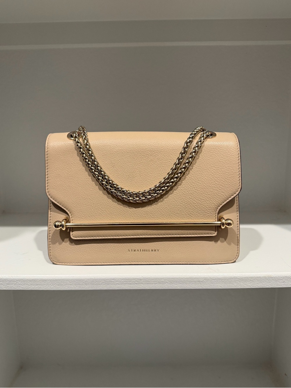 Strathberry Leather Shoulder Bag w/ Gold Chain